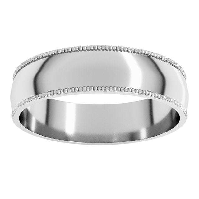 14K Yellow Or White Or Rose Gold Or Sterling Silver Or Platinum Or Palladium Standard Milgrain Comfort-Fit Half Round Band