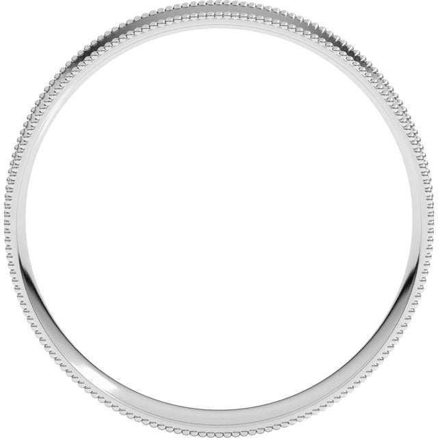 14K Yellow Or White Or Rose Gold Or Sterling Silver Or Platinum Standard Weight Milgrain Flat Comfort Fit Band