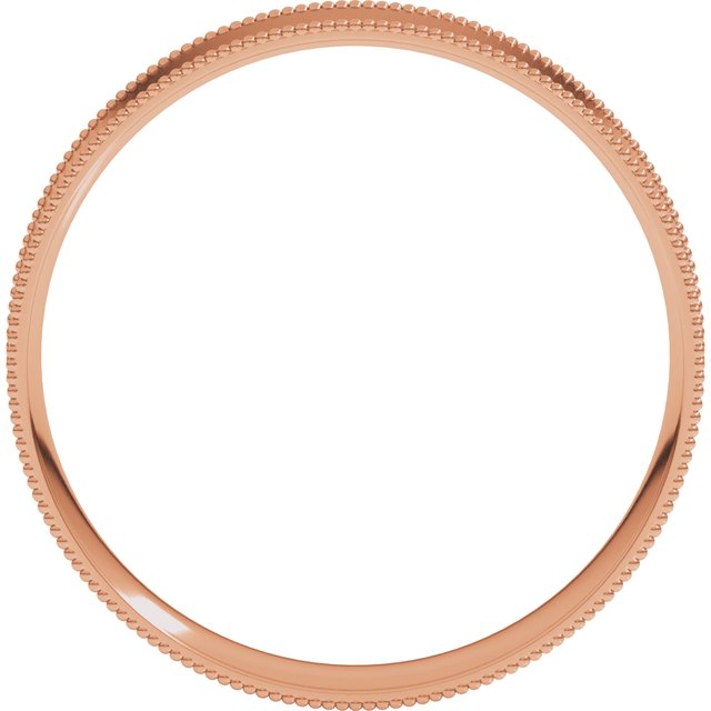 14K Yellow Or White Or Rose Gold Or Sterling Silver Or Platinum Standard Weight Milgrain Flat Comfort Fit Band