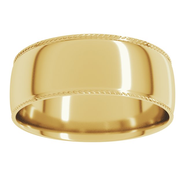 14K Yellow Or White Gold Or Sterling Silver Or Platinum Standard Weight Rope Half Round Comfort Fit Band