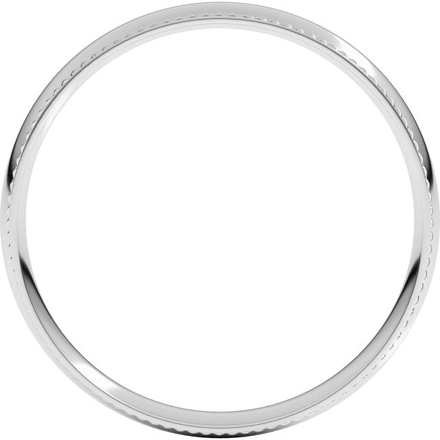 14K Yellow Or White Gold Or Sterling Silver Or Platinum Standard Weight Rope Half Round Comfort Fit Band