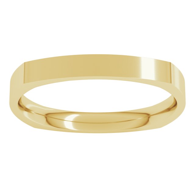 14K Yellow Or White Or Rose Gold Or Sterling Silver Or Platinum Standard Weight Comfort-Fit Square Band
