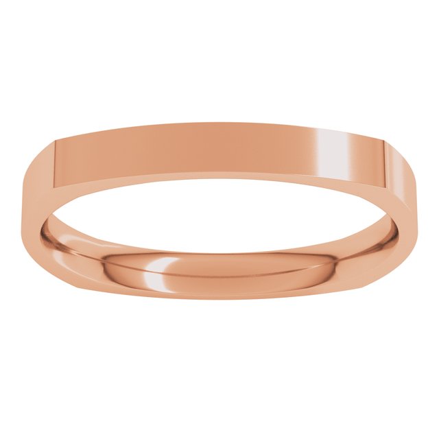 14K Yellow Or White Or Rose Gold Or Sterling Silver Or Platinum Standard Weight Comfort-Fit Square Band