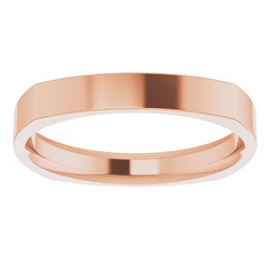 18K Yellow Or White Or Rose Gold Comfort-Fit Square Band