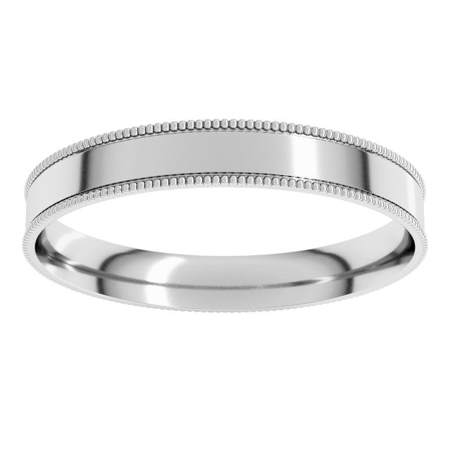 14K Yellow Or White Or Rose Gold Or Sterling Silver Or Platinum Standard Weight Milgrain Flat Comfort Fit Band