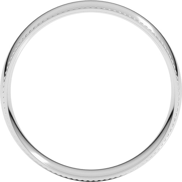 14K Yellow Or White Gold Or Sterling Silver Or Platinum Standard Weight Rope Half Round Comfort Fit Band