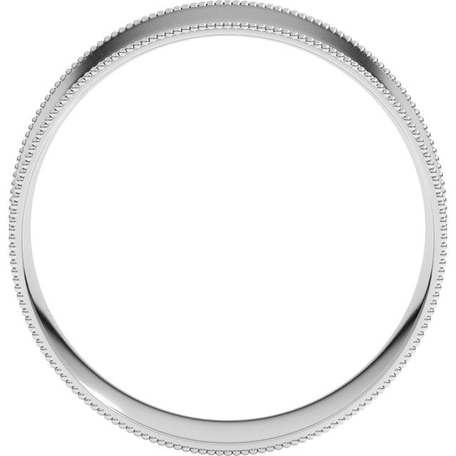 14K Yellow Or White Or Rose Gold Or Sterling Silver Or Platinum Standard Weight Milgrain Flat Comfort Fit Band