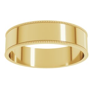 18K Yellow Or White Or Rose Gold Milgrain Comfort-Fit Flat Band