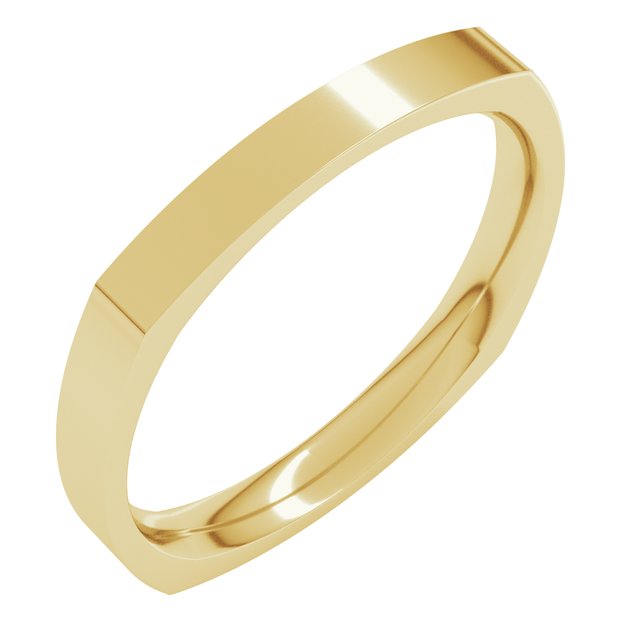 14K Yellow Or White Or Rose Gold Or Sterling Silver Or Platinum Standard Weight Comfort-Fit Square Band