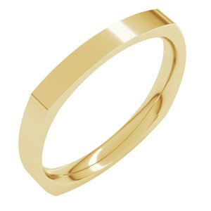18K Yellow Or White Or Rose Gold Comfort-Fit Square Band