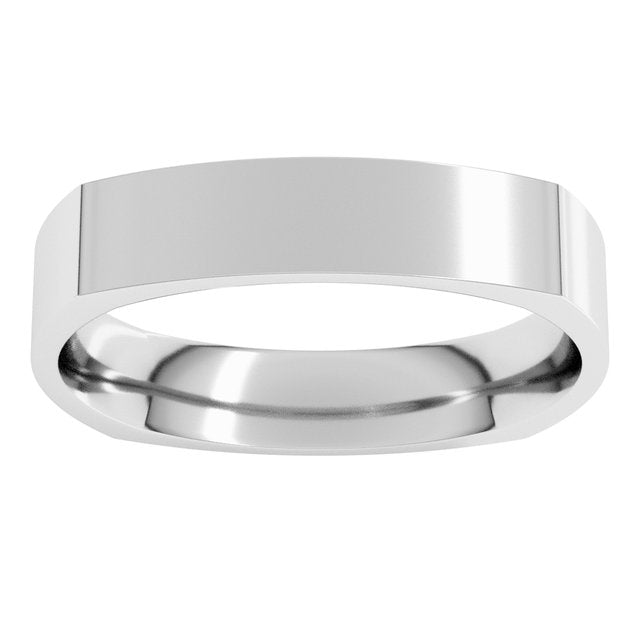 14K Yellow Or White Or Rose Gold Or Sterling Silver Or Platinum Standard Weight Comfort-Fit Square Band