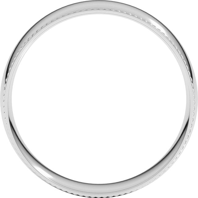14K Yellow Or White Gold Or Sterling Silver Or Platinum Standard Weight Rope Half Round Comfort Fit Band