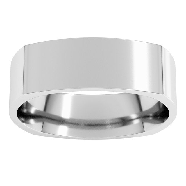 14K Yellow Or White Or Rose Gold Or Sterling Silver Or Platinum Standard Weight Comfort-Fit Square Band