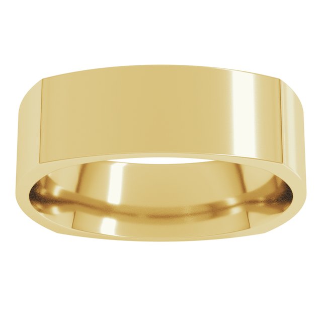 14K Yellow Or White Or Rose Gold Or Sterling Silver Or Platinum Standard Weight Comfort-Fit Square Band