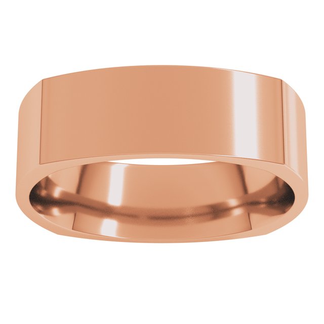 14K Yellow Or White Or Rose Gold Or Sterling Silver Or Platinum Standard Weight Comfort-Fit Square Band