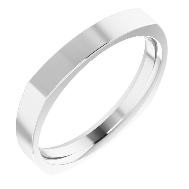 14K Yellow Or White Or Rose Gold Or Sterling Silver Or Platinum Standard Weight Comfort-Fit Square Band