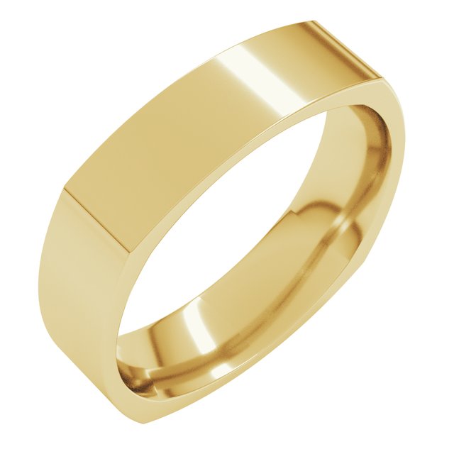 14K Yellow Or White Or Rose Gold Or Sterling Silver Or Platinum Standard Weight Comfort-Fit Square Band