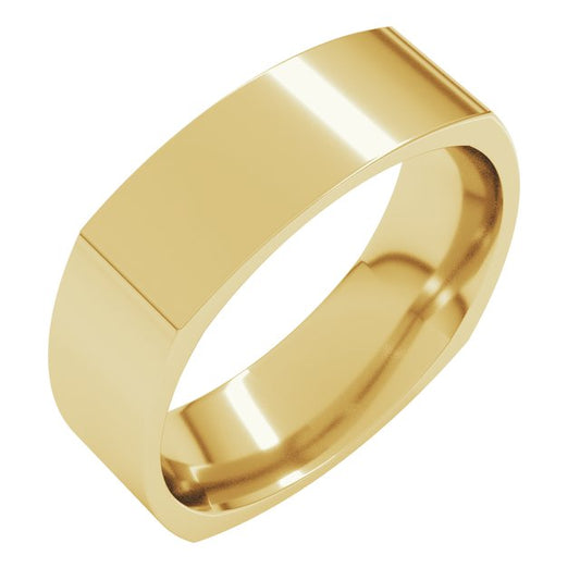 14K Yellow Or White Or Rose Gold Or Sterling Silver Or Platinum Standard Weight Comfort-Fit Square Band