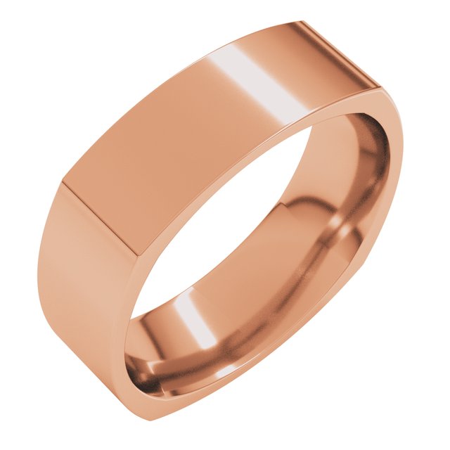 14K Yellow Or White Or Rose Gold Or Sterling Silver Or Platinum Standard Weight Comfort-Fit Square Band