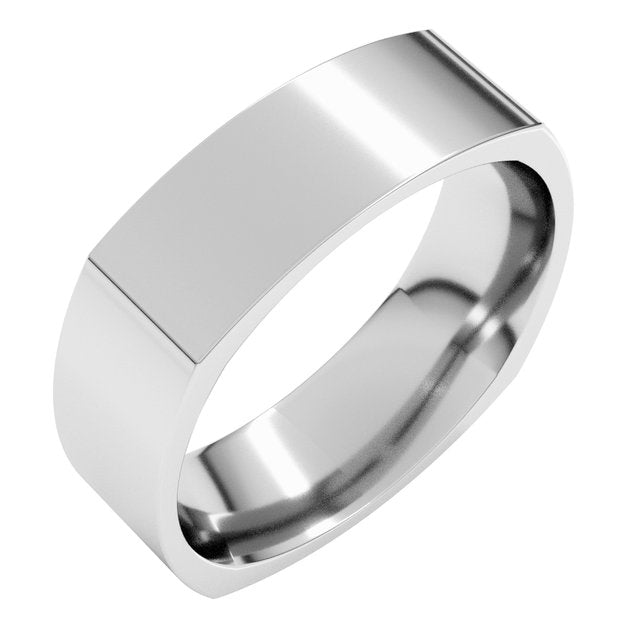 14K Yellow Or White Or Rose Gold Or Sterling Silver Or Platinum Standard Weight Comfort-Fit Square Band