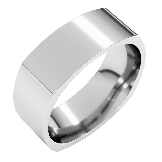 14K Yellow Or White Or Rose Gold Or Sterling Silver Or Platinum Standard Weight Comfort-Fit Square Band