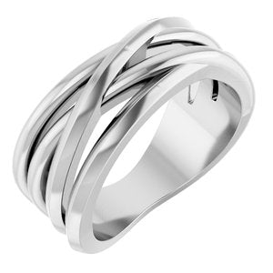 14K White Gold Polished Negative Space Freeform Ring Size 7