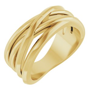 14K Yellow Gold Polished Negative Space Freeform Ring Size 7