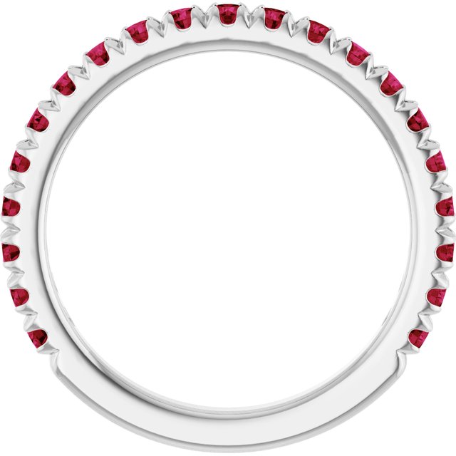 14K Yellow Or White Gold Round 2 Mm Polished Lab-Grown Gem French-Set Anniversary Band, Size 7