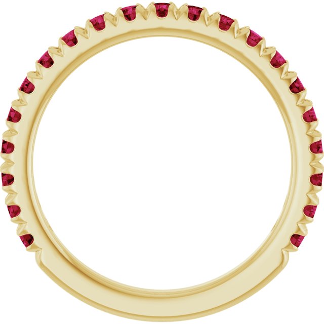 14K Yellow Or White Gold Round 2 Mm Polished Lab-Grown Gem French-Set Anniversary Band, Size 7