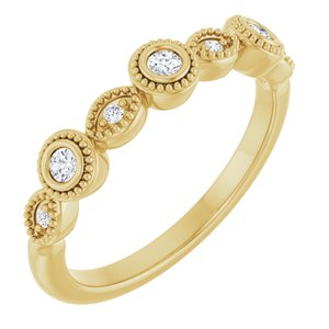 14K Yellow Gold Round 2 Mm Polished 1/8 Ctw Natural Diamond Anniversary Band Size 7
