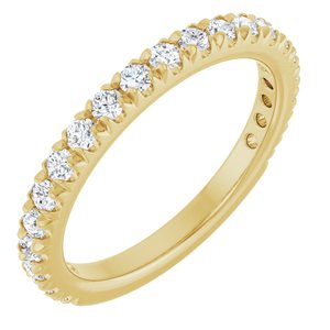 14K Yellow Gold Round 2 Mm Polished 5/8 Ctw Lab-Grown Diamond French-Set Anniversary Band Size 7