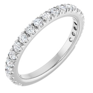 14K White Gold Round 2 Mm Polished 5/8 Ctw Lab-Grown Diamond French-Set Anniversary Band Size 7