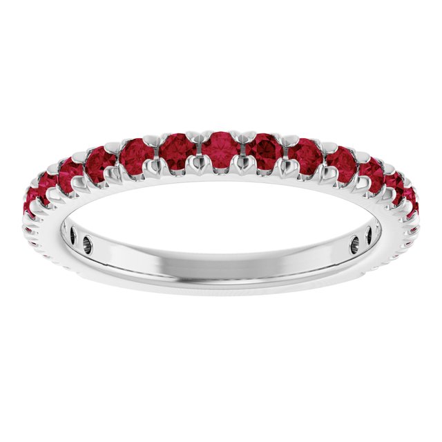 14K Yellow Or White Gold Round 2 Mm Polished Lab-Grown Gem French-Set Anniversary Band, Size 7