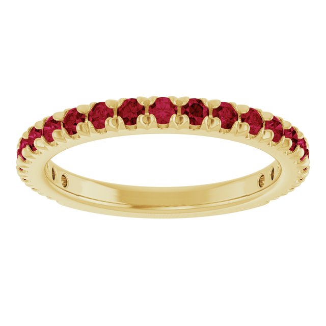 14K Yellow Or White Gold Round 2 Mm Polished Lab-Grown Gem French-Set Anniversary Band, Size 7