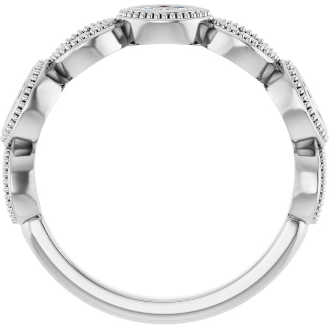 14K White Gold Marquise 4 X 2 Mm Polished 1/3 Ctw Natural Diamond Anniversary Band, Size 7