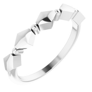 14K White Gold Polished Geometric Stackable Ring Size 7