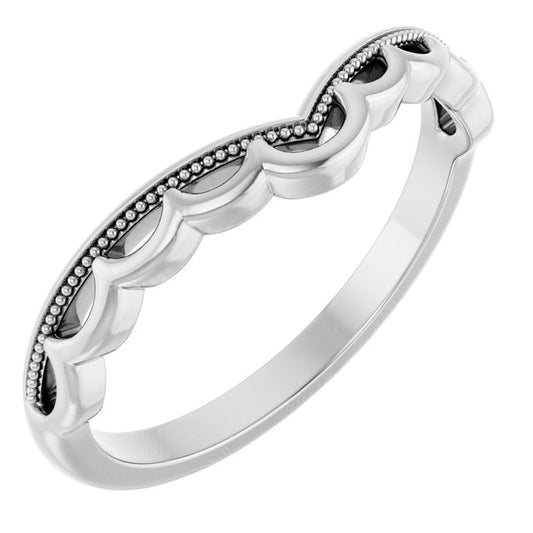 14K White Gold Polished Contour Band, Size 7