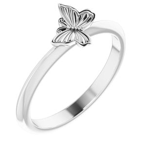 Sterling Silver Polished Butterfly Stacking Ring Size 7