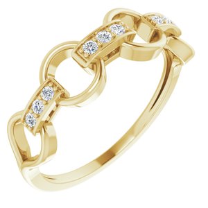14K Yellow Gold Round Polished 1/10 Ctw Natural Diamond Link Ring Size 7