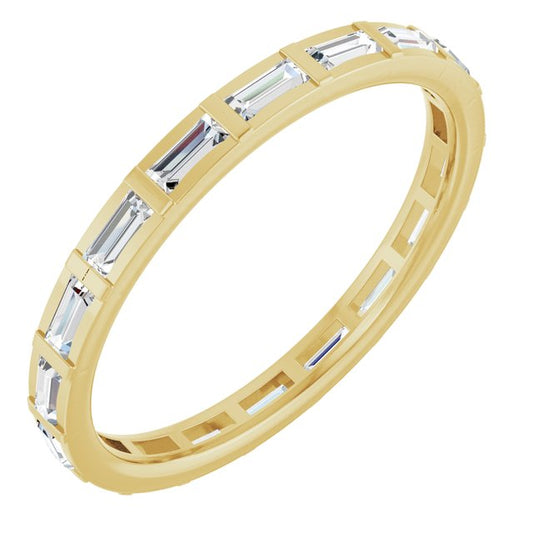 14K Yellow Gold Straight Baguette 3 X 1.25 Mm Si2-Si3, Ghi Polished 1/2 Ctw Natural Diamond Eternity Band, Size 7
