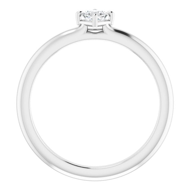 14K White Gold Square 3 X 3 Mm Polished 1/6 Ctw Natural Diamond Solitaire Ring, Size 7