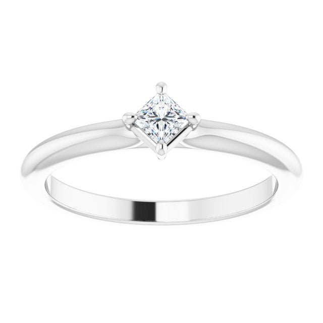14K White Gold Square 3 X 3 Mm Polished 1/6 Ctw Natural Diamond Solitaire Ring, Size 7