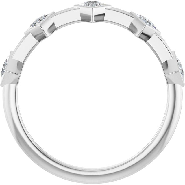 14K White Gold Square 2.25 X 2.25 Mm Polished 1/3 Ctw Lab-Grown Diamond Anniversary Band, Size 7