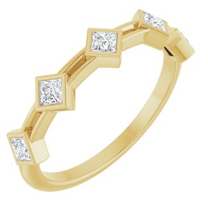14K Yellow Gold Square 2.25 X 2.25 Mm 1/3 Ctw Lab-Grown Diamond Anniversary Band Size 7