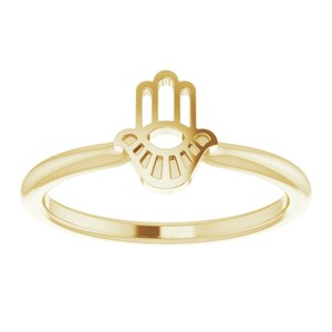 14K Yellow Gold Polished Stackable Hamsa Ring Size 7
