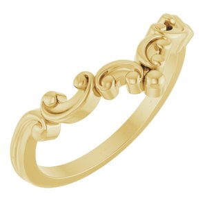14K Yellow Gold Polished Scroll Styled Contour Band Size 7