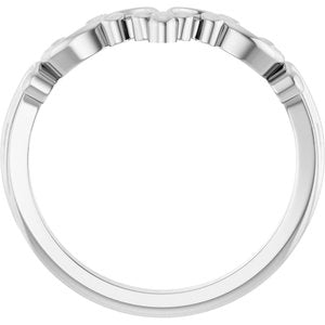 14K White Gold Polished Scroll Styled Contour Band Size 7