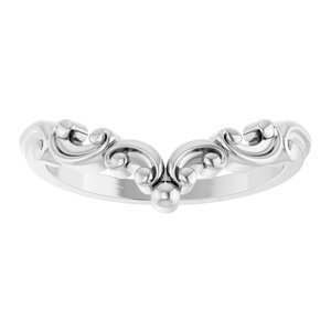 14K White Gold Polished Scroll Styled Contour Band Size 7