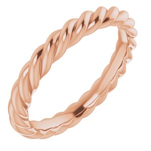 14K Yellow Or White Or Rose Gold Or Sterling Silver 3 mm Skinny Rope Band