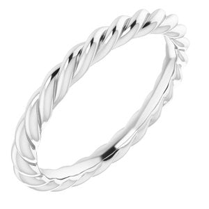 14K Yellow Or White Or Rose Gold Or Sterling Silver Or Platinum Skinny Rope Band